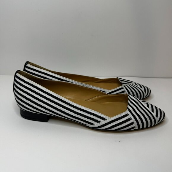 Talbots Edison Womens Black/White Striped Ribbon Pointed Flats Size 6.5 - Picture 2 of 7
